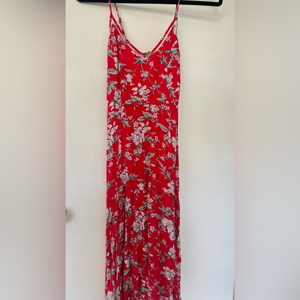 Floral Red Spaghetti-Strap Maxi Dress - Picture 5 of 7